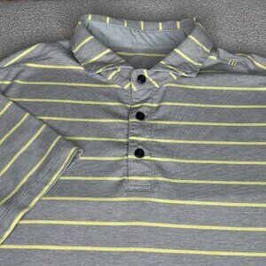 Lululemon Athletica Polo Shirt Mens Large Gray Stripe Performance Golf Stretch